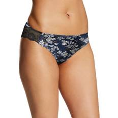 Maidenform Comfort Devotion Lace Back Tanga - Black/Navy Blossoms