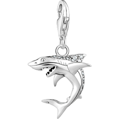 Thomas Sabo Charm Club Collectable Shark Charm Pendant - Silver/Transparent