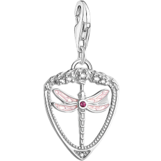 Thomas Sabo Charm Club Collectable Dragonfly Charm Pendant - Silver/Pink/Red/Transparent