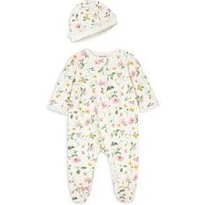 Little Me Floral Leaf Footie& Hat Set - White (LBQ11372N)