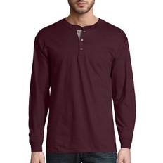 Hanes Beefy-T Henley Long-Sleeve T-shirt - Mulled Berry