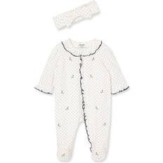 Little Me Rosebud Footed One-Piece & Headband - Ivory (LBQ11371N)