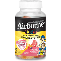 Airborne Kids Gummies Assorted Fruit Vitamin C & E Immune Support 42 Gummies