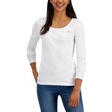Tommy Hilfiger Scoop Neck Long Sleeve Top - Bright White