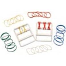 CanDo Latex Free rubber-band hand exerciser, with 25 bands (5 each: tan, yellow, red, green, blu