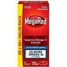 Schiff MegaRed Ultra Strength Softgels Krill Oil Omega 3 Supplement 1000 mg 60 Softgels