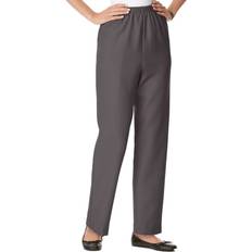 Alfred Dunner Petite Classics Pull-On Straight-Leg Pants - Grey