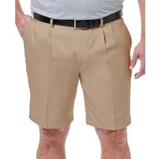 Haggar Big & Tall Cool 18 PRO Classic-Fit Stretch Pleated 9.5" Shorts - Khaki