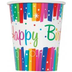 Birthdays Paper Cups Unique Party Rainbow Birthday Party Paper 9oz Cups, 8ct