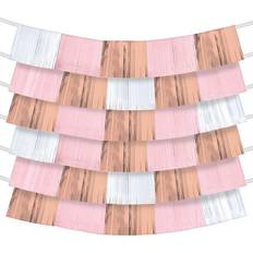 Amscan Party Fringe Banner, Rose Gold/White, 9/Pack (242683)