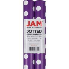 Jam Paper Gift Wrap 50 Square Feet Polka Dot Wrapping Paper Rolls, Pack of 2 Purple/White