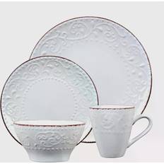 Red - Stoneware Dinner Sets Lorren Home Trends Scroll Dinner Set 16pcs