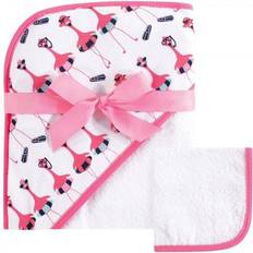 Hudson Baby Hooded Towel and Washcloth Set Flamingo