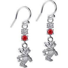 Dayna Designs Wisconsin Badgers Dangle Earrings - Silver/Red/Transparent