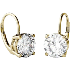 Charles & Colvard Round Drop Earrings - Gold/Moissanite