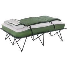 OutSunny 2-Person Folding Camping Cot Portable Outdoor Bed Set with Sleeping Bag