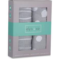 Ely's & Co. Pack N Play Mini Crib Sheet Set Grey & White Abstract Stripes & Dots 2-pack 24x38"