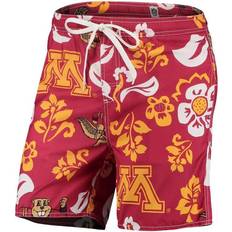 Wes & Willy Minnesota Golden Gophers Floral Volley Logo Swim Trunks - Maroon