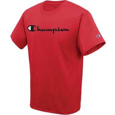 Red - Women T-shirts Champion Classic Script Logo T-shirt Men's - Scarlet