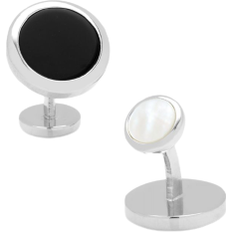 Cufflinks Inc Double Sided Round Beveled Cufflinks - Silver/Mother of Pearl/Onyx