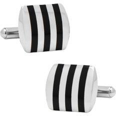 Cufflinks Inc Striped Cufflinks - Silver/Black