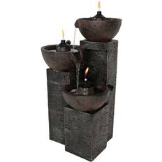 Sunnydaze 3-Tier Burning Bowls Outdoor Fire and Water Fountain