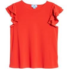 CeCe Double Ruffle Knit Top - Fireball