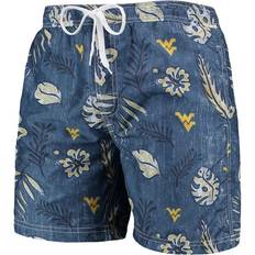 Wes & Willy West Virginia Mountaineers Vintage Floral Swim Trunks - Navy