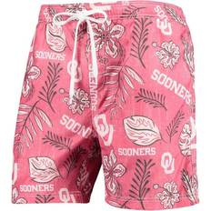 Wes & Willy Oklahoma Sooners Vintage Floral Swim Trunks - Crimson