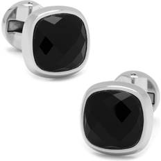 Cufflinks Inc Faceted Cushion Cufflinks - Silver/Black