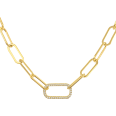 Adornia Paper Clip Chain with Oversized Link Necklace - Gold/Transparent