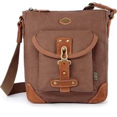 TSD Brand Dolphin Canvas Crossbody Bag - Coffee