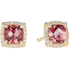 David Yurman Petite Chatelaine Pavé Bezel Stud Earrings - Gold/Diamonds/Tourmaline