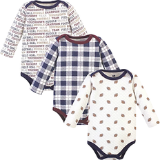 Hudson Baby Quilted Long Sleeve Bodysuits 3 Pack - Football (10125814)