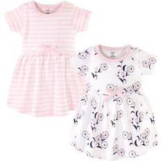 Touched By Nature Girl's Wild Flowers Organic Dress 2-pack - White\Pink