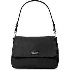 Kate Spade Hudson Pebbled Leather Medium Convertible Flap Shoulder Bag - Black