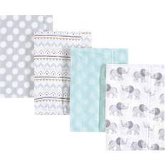 Hudson Flannel Burp Cloth 4-pack Gray Elephant