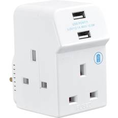 Masterplug 13A 3 Socket Fused Adaptor with 2 USB Charging Points wilko