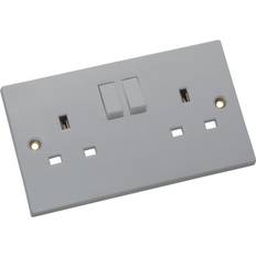 Pro Power 13A White Double Switched Socket