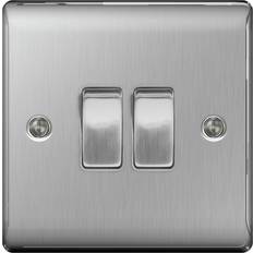 BG 2G 2W 10Ax Metal Switch Brushed Steel