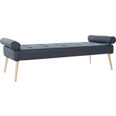 Dkd Home Decor Seat Blue Polyester MDF Wood (184 x 76 x 62 cm) Settee Bench