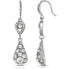 1928 Jewelry Drop Earrings - Silver/Transparent