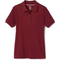 French Toast Girl's Short Sleeve Interlock Polo with Picot Collar - Burgundy