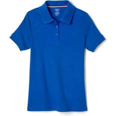 French Toast Girl's Short Sleeve Interlock Polo with Picot Collar - True Royal Blue