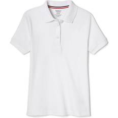 French Toast Girl's Short Sleeve Interlock Polo with Picot Collar - White