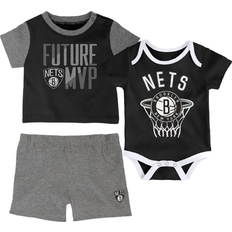 Outerstuff Brooklyn Nets Putting Up Numbers Bodysuit T-Shirt & Shorts Set - Black