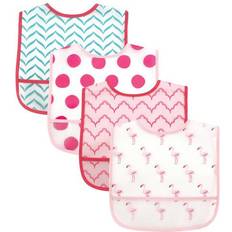 Luvable Friends Waterproof Bibs 4-pack Pink