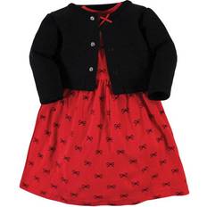 Hudson Baby Quilted Cardigan and Dress Set - Red Black Bows (10119332)