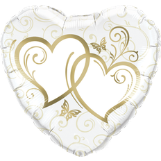 Qualatex 18" Entwined Hearts Gold Foil Balloon