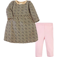 Hudson Quilted Cotton Dress and Leggings - Leopard Pink (10125980)